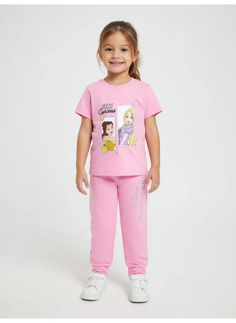 Disney Disney Princes | Girls Short Sleeve T-Shirt & Pant Set | Pink